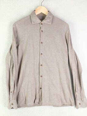 Maurizio Baldassari Shirt Mens Large Brown Button Up Long Sleeve Luxury Italy